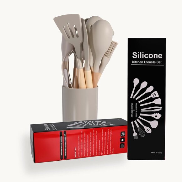 Silicone Cooking Utensil Set,12 PCS Cooking Cookware Kitchen Utensils Set, Nonst - Picture 7 of 7